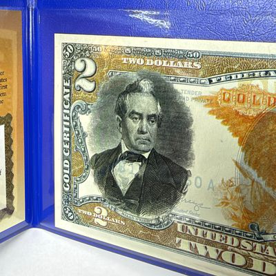 LOT 40: Hybrid $2 Bill w. Commemorative Art Overlays in Cases w/ Certificates from Merrick Mint (3)