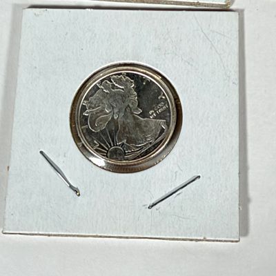 LOT 45: Collection of Commemorative Coins and Currency - Silver Bullion, Gold Plated Silver Certificate Replica and More