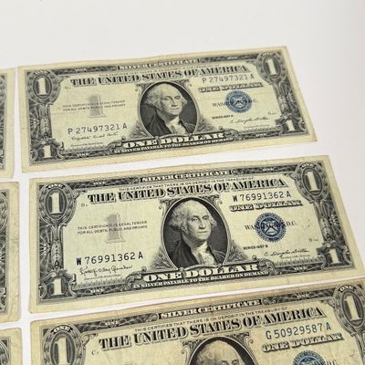 LOT 24: One Dollar U.S. Silver Certificate Bills (10) 1957