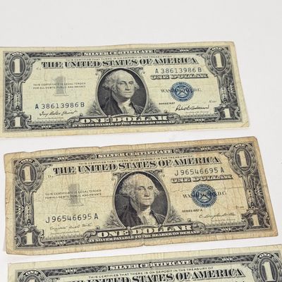 LOT 7: One Dollar Silver Certificate Bills (9) 1957