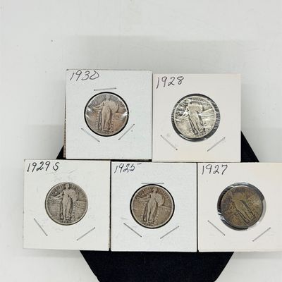 LOT 119:Five Standing Liberty 90% Silver US Quarters