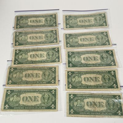 LOT 20: One Dollar U.S. Silver Certificate Bills (10) 1935