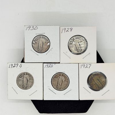 LOT 119:Five Standing Liberty 90% Silver US Quarters