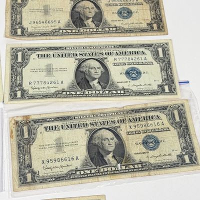 LOT 7: One Dollar Silver Certificate Bills (9) 1957
