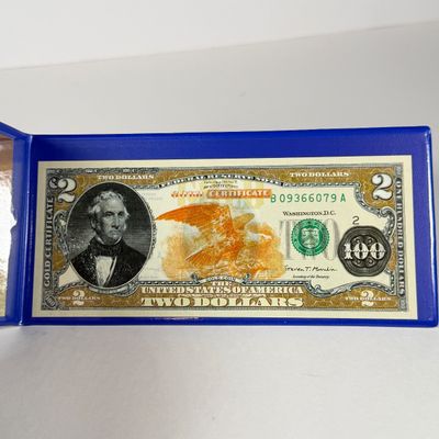LOT 41: Hybrid $2 Bill w. Commemorative Art Overlays in Cases w/ Certificates from Merrick Mint (4)