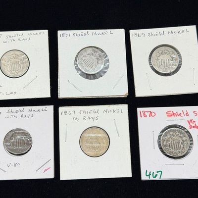 LOT 74: Collection of Antique US Shield Nickels - 1800s