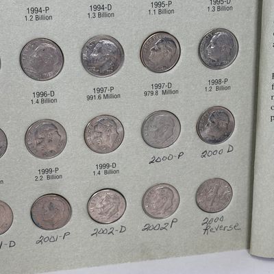 LOT 30: Roosevelt Dime Collection Book - 1965-1999 - Filled with Dimes (Non-Silver)