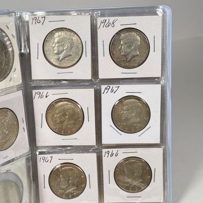 LOT 39: Collection of Kennedy Half Dollars - 40% Silver - 1966 through 1969 - in Collector Booklet