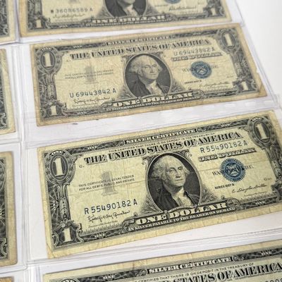 LOT 9: One Dollar Silver Certificate Bills (10) 1957