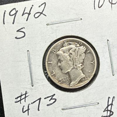 LOT 123: Collection of Mercury Dimes - 90% Silver - 12 U.S. Coins