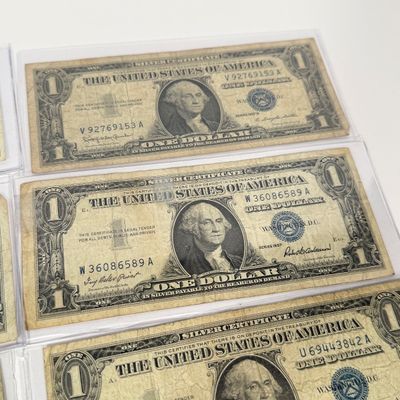 LOT 9: One Dollar Silver Certificate Bills (10) 1957