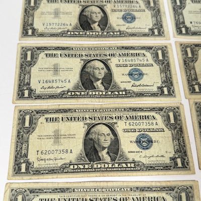 LOT 24: One Dollar U.S. Silver Certificate Bills (10) 1957