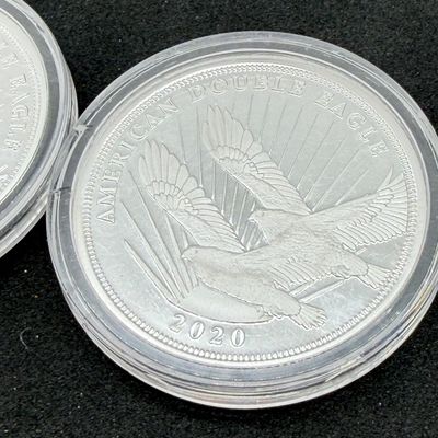 LOT 121: Two Cook Islands 1/2 Ounce .999 Fine Silver $2 American Double Eagle Coins