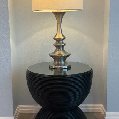 Bongo Style Side Table And Silver Lamp