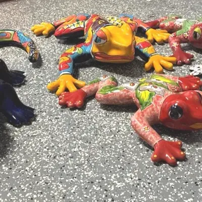 Mexican Ceramic Painted Wall/Garden Figurines
