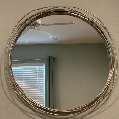 Silver Metal Round Mirror 