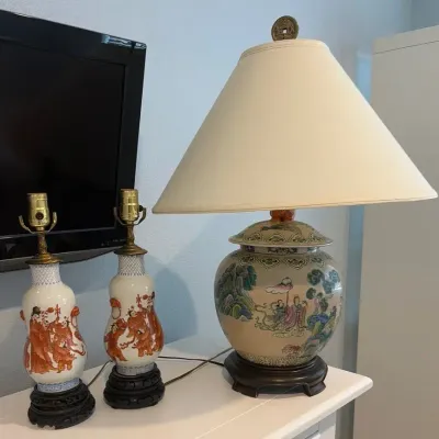 Lot Of 3 Vintage Asian Styled Lamps 