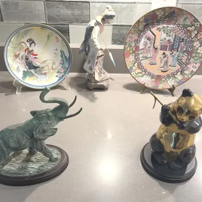 Decor From The Orient-Teruko Lladro, Decorative Plates & Panda Figurine