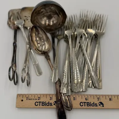 Estate lot of vintage silver-plated flatware