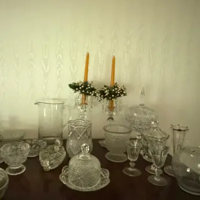 Vintage Pressed and Cut Crystal Glassware Collection - 20+ Piece Lot with Pitcher, Covered Dishes, a