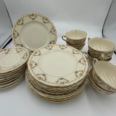 Vintage Syracuse China Federal Shape Lot - Wardell & Floral Mix, Plates & Cup