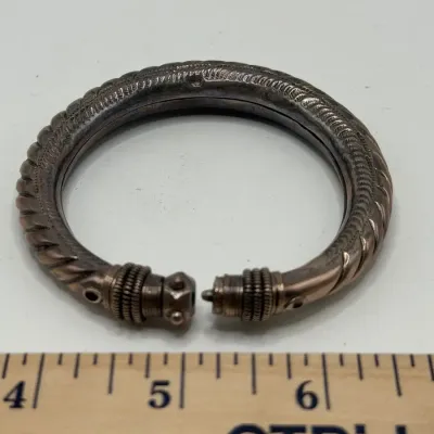 Vintage Sterling Silver Tribal Kada Bangle Bracelet – Stamped 925
