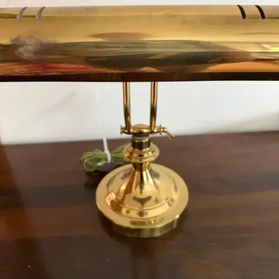 Vintage Mid-Century Polished Brass Banker’s Desk Lamp