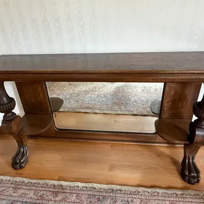 Antique Style Hardwood Low Sideboard Mirror Topper / Entryway Console