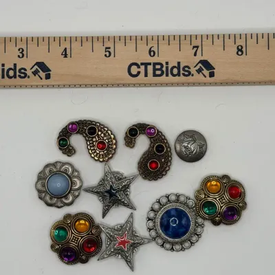 Vintage Ornate Decorative Button Covers and Buttons Lot - 9 Pieces