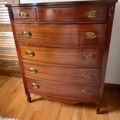 Vintage Dixie Furniture Co. Mahogany Bowfront Chest of Drawers - Federal Revival