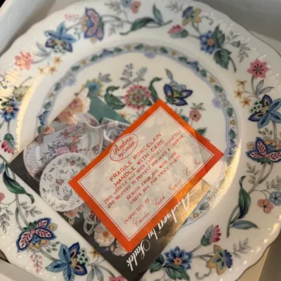 Vtg Andrea by Sadek Garden of India Porcelain 10.5" Cake Plate Platter Japan Boxed