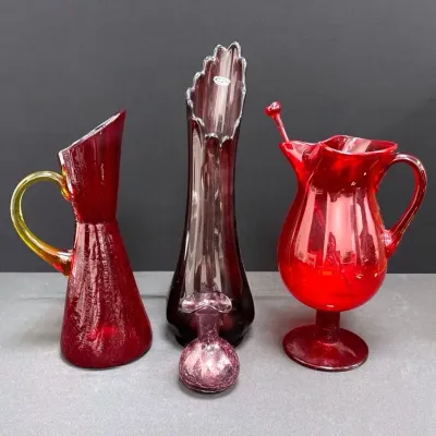 Decorative Glassware, Red And Purple 