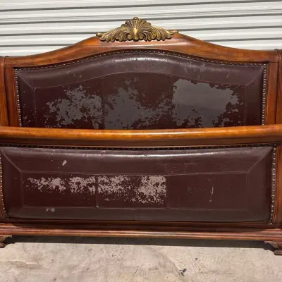 Faux Leather Sleigh Bed- King