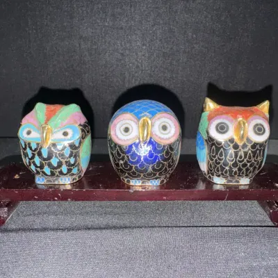 Vintage Cloisonné Owls