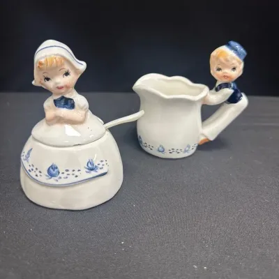 Vintage Enesco Ceramic Cream and Sugar Set 
