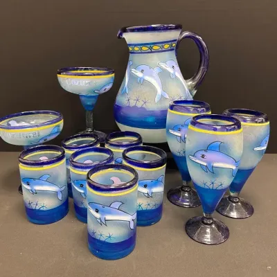 Mexican Blown Glass Set