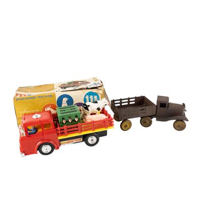 Sale Photo Thumbnail #63: MARX Farm Truck w Box & Girard Pressed Steel Truck