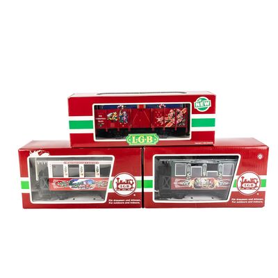 Sale Photo Thumbnail #84: Collection of (3) L.G.B Christmas Railway Cars