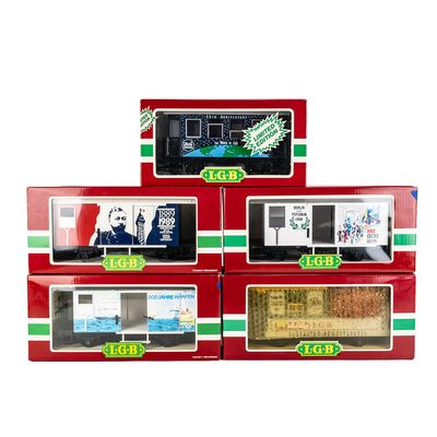 Sale Photo Thumbnail #145: (5) L.G.B. Freight Railway Car Assortment in Box