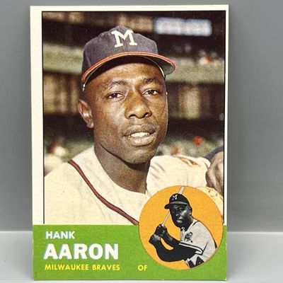 Sale Photo Thumbnail #147: 1963 Topps #390 Hank Aaron (HOF) / Braves