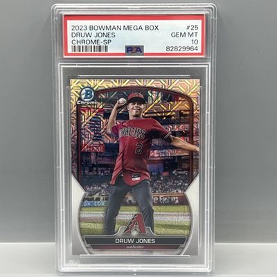 Sale Photo Thumbnail #172: 2023 Bowman Chrome Druw Jones Mega Box SP #25 PSA Gem Mint 10