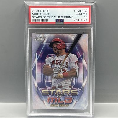 Sale Photo Thumbnail #191: 2023 Topps Chrome Mike Trout Stars of The MLB Chrome #SMLBC2 PSA Gem Mint 10