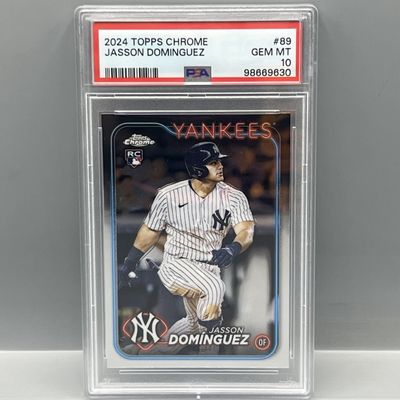 Sale Photo Thumbnail #177: 2024 Topps Chrome Jasson Dominguez RC #89 PSA Gem Mint 10