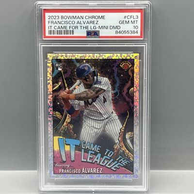 Sale Photo Thumbnail #176: 2023 Bowman Chrome Francisco Alvarez It Came To The League Mini Diamond Refractor RC #/150 PSA Gem Mint 10