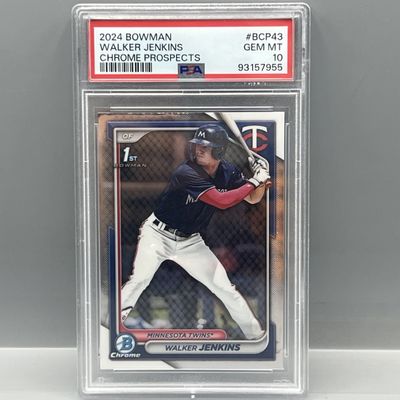 Sale Photo Thumbnail #171: 2024 Bowman Chrome Walker Jenkins 1st Bowman RC #BCP43 PSA Gem Mint 10