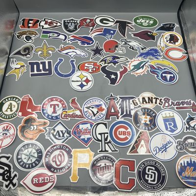 Sale Photo Thumbnail #28: MLB Baseball (30) & NFL Football (32) Complete Full League Sticker Sets
