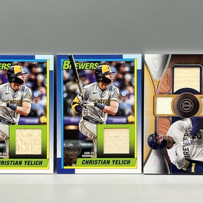 Sale Photo Thumbnail #140: (3) Christian Yelich Baseball Relic Cards
