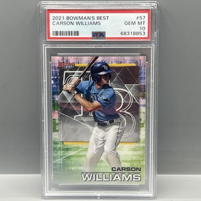 Sale Photo Thumbnail #181: 2021 Bowman's Best Carson Williams Prospect/RC #57 PSA Gem Mint 10