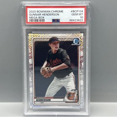 Sale Photo Thumbnail #174: 2020 Bowman Chrome Gunnar Henderson Mega Box #BCP134 PSA Gem Mint 10