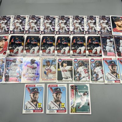 Sale Photo Thumbnail #142: (30) Assorted Atlanta Braves Baseball Star Player Rookie Cards - Spencer Strider, Michael Harris, Vaughn Grissom